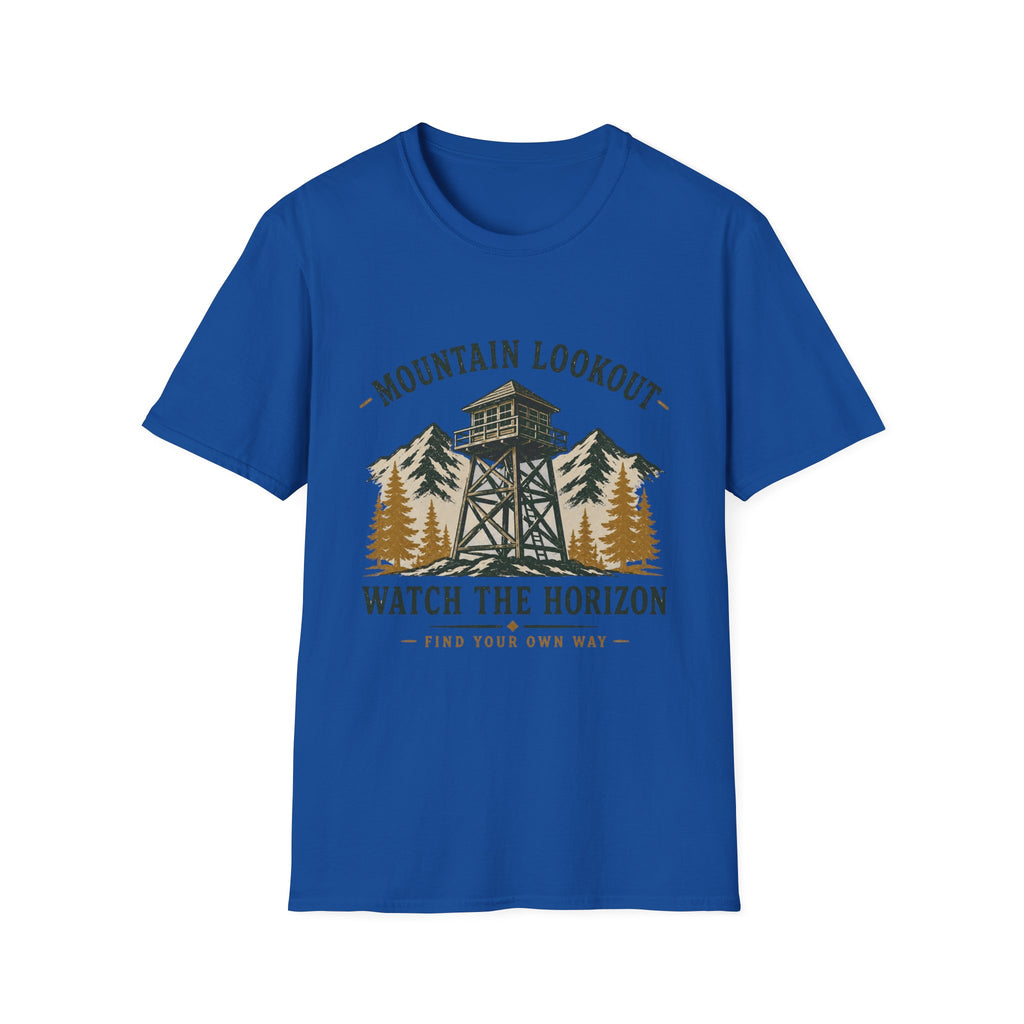Mountain Lookout T‑Shirt — Watch the Horizon Forest Fire Tower Tee|Gildan® Softstyle 65000