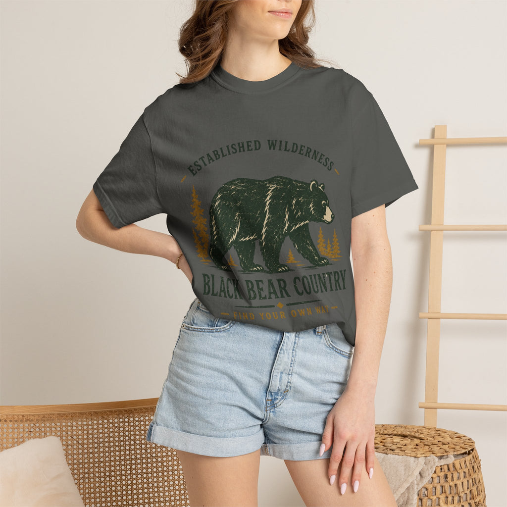 Black Bear Country T-Shirt — Vintage Wilderness Graphic Tee|Gildan® Softstyle 65000