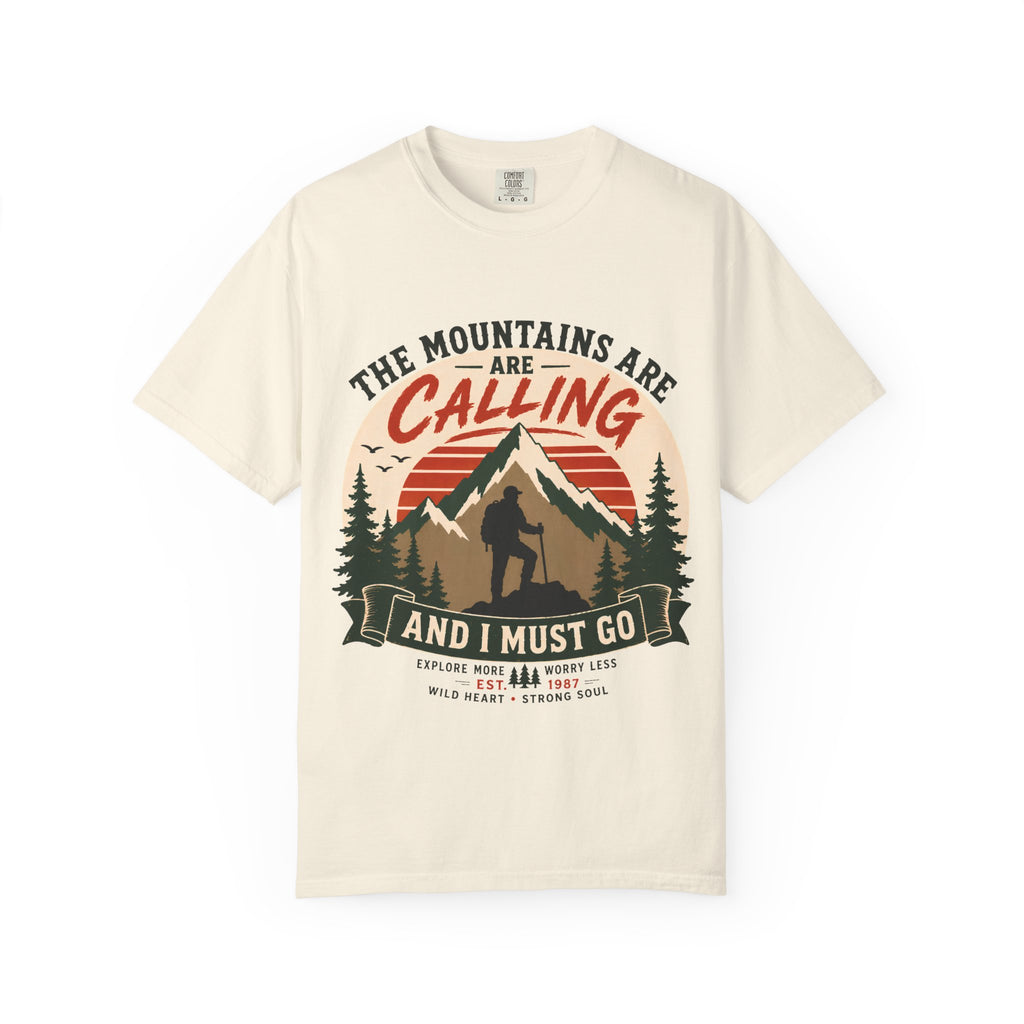 The Mountains Are Calling T-Shirt | Wild Trail Vintage Hiking Graphic Tee|Comfort Colors® 1717
