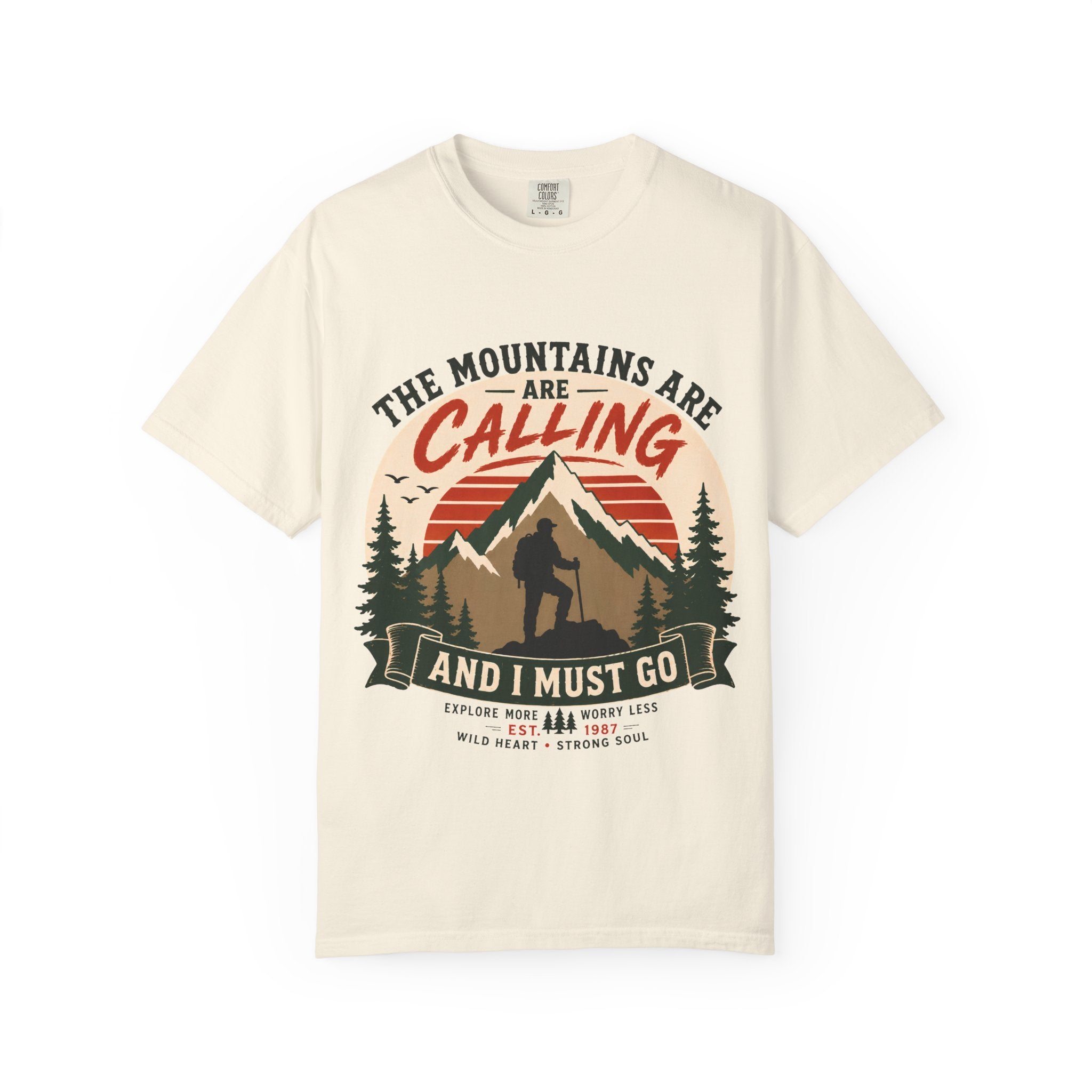 The Mountains Are Calling T-Shirt | Wild Trail Vintage Hiking Graphic Tee|Comfort Colors® 1717