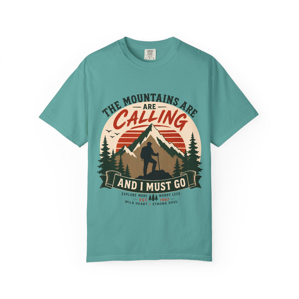 The Mountains Are Calling T-Shirt | Wild Trail Vintage Hiking Graphic Tee|Comfort Colors® 1717
