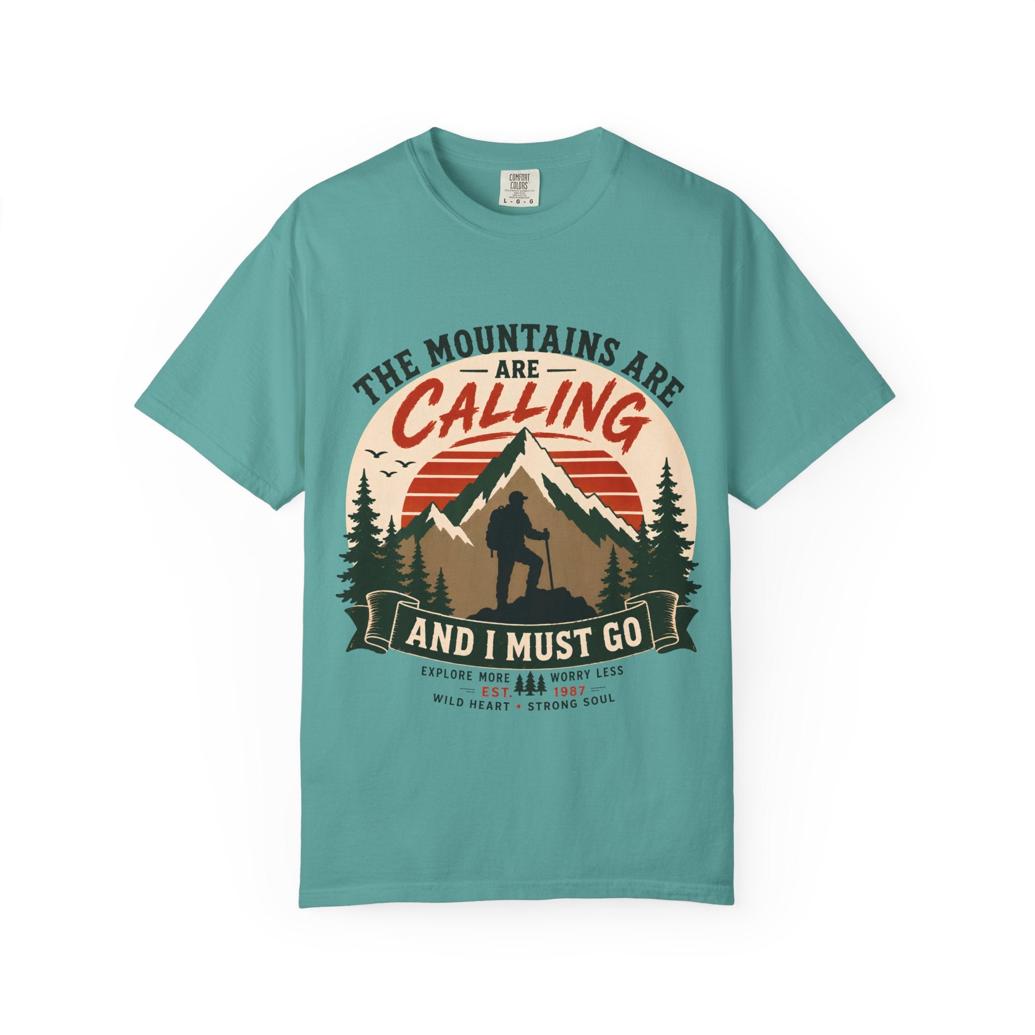 The Mountains Are Calling T-Shirt | Wild Trail Vintage Hiking Graphic Tee|Comfort Colors® 1717