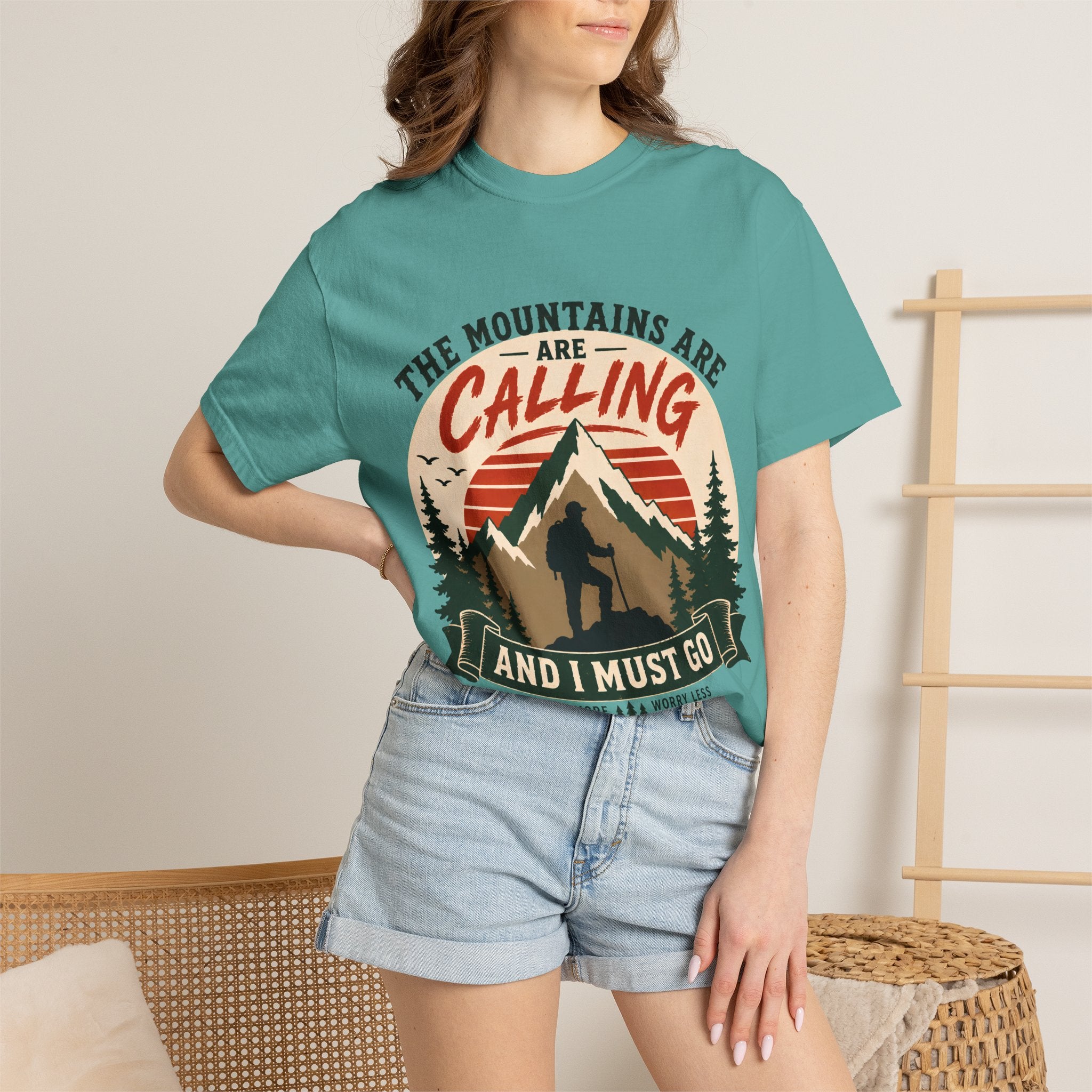 The Mountains Are Calling T-Shirt | Wild Trail Vintage Hiking Graphic Tee|Comfort Colors® 1717