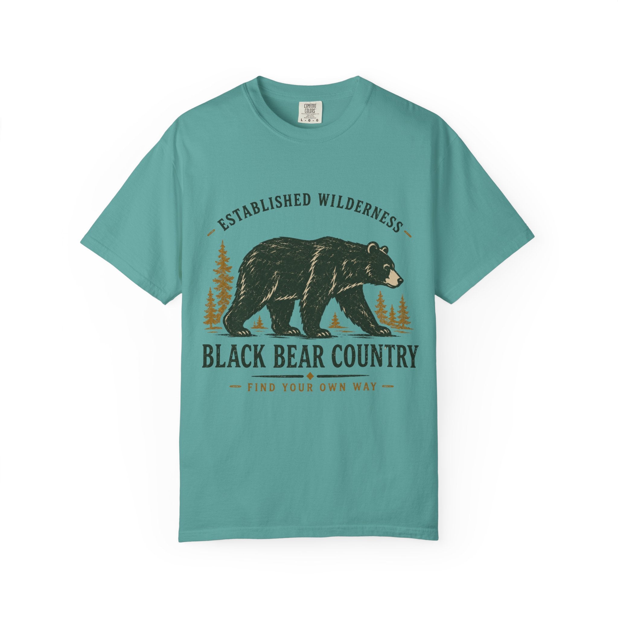 Black Bear Country T-Shirt — Vintage Wilderness Graphic Tee|Gildan® Softstyle 65000