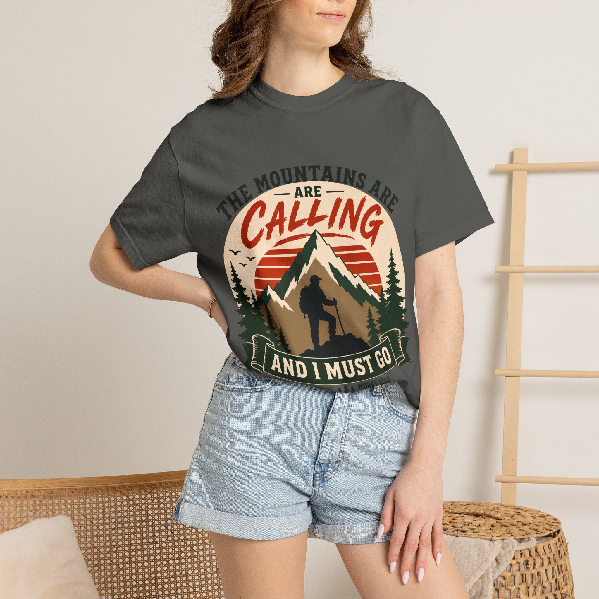 The Mountains Are Calling T-Shirt | Wild Trail Vintage Hiking Graphic Tee|Comfort Colors® 1717