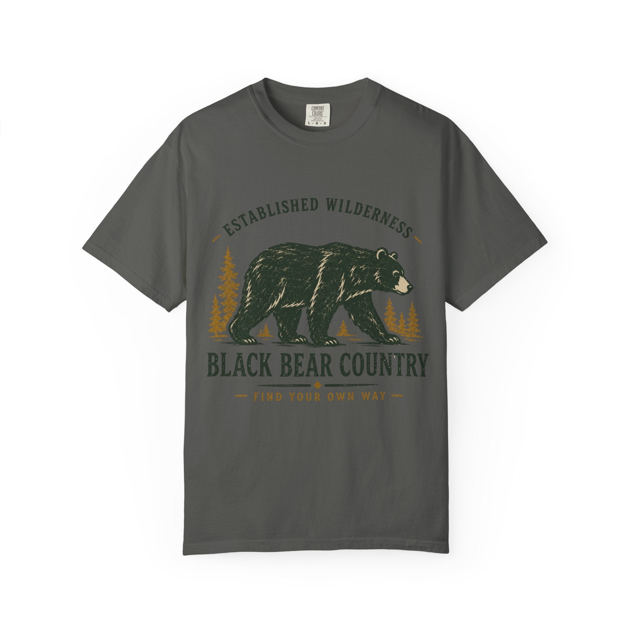 Black Bear Country T-Shirt — Vintage Wilderness Graphic Tee|Gildan® Softstyle 65000