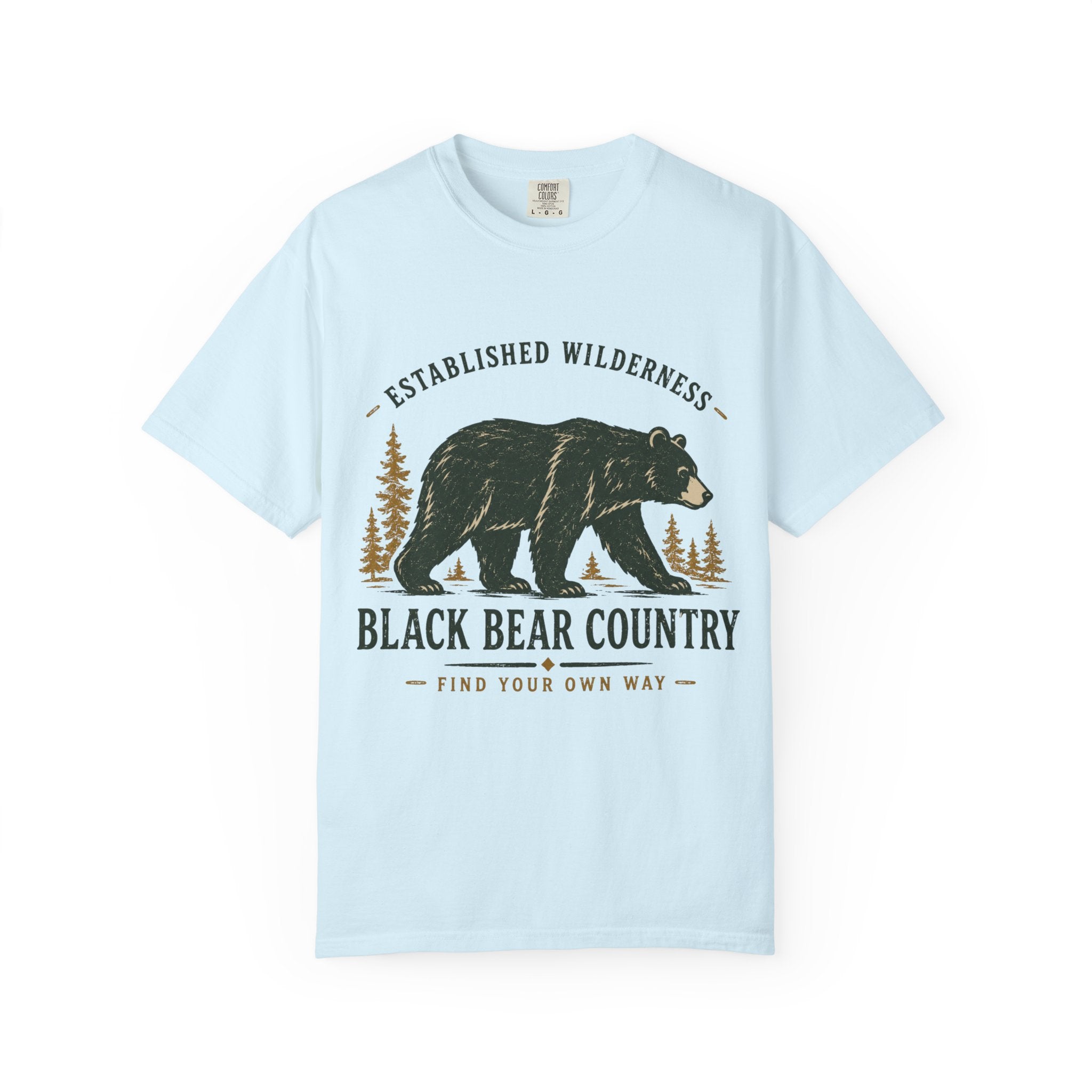 Black Bear Country T-Shirt — Vintage Wilderness Graphic Tee|Gildan® Softstyle 65000