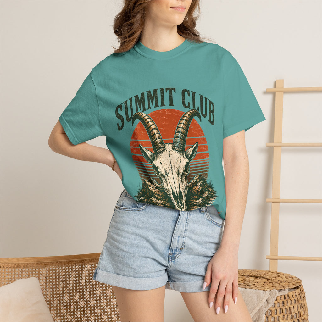 Summit Club Mountain Goat T-Shirt | Wild Trail Vintage Peak Bagger Tee|Comfort Colors® 1717