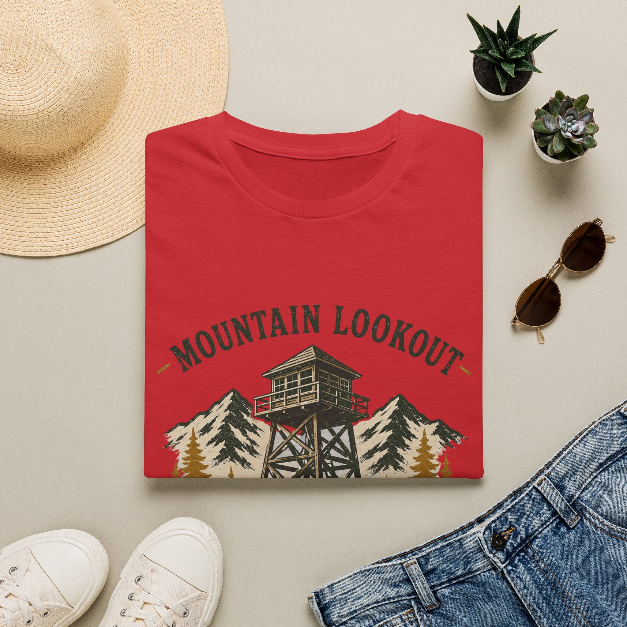 Mountain Lookout T‑Shirt — Watch the Horizon Forest Fire Tower Tee|Gildan® Softstyle 65000