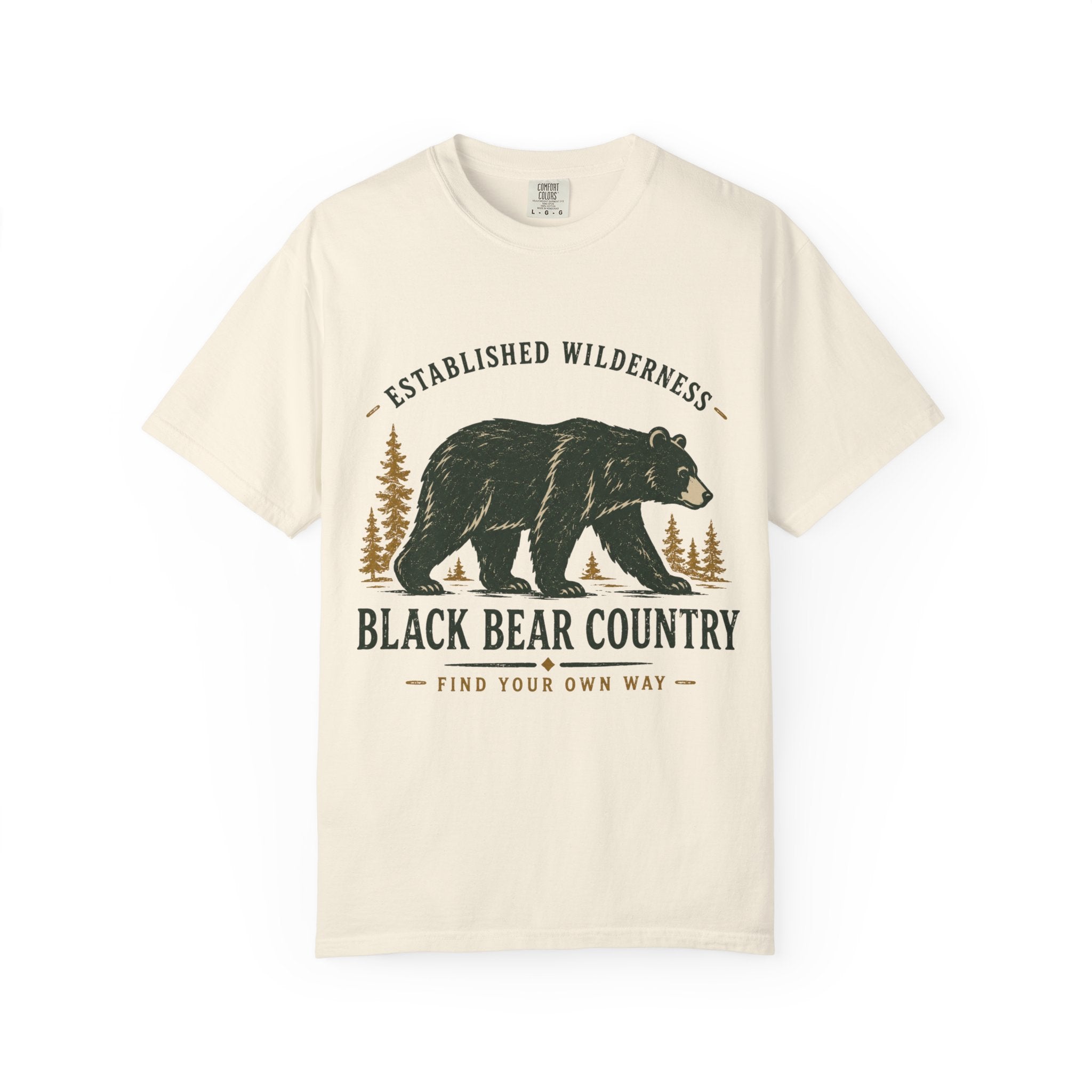 Black Bear Country T-Shirt — Vintage Wilderness Graphic Tee|Gildan® Softstyle 65000