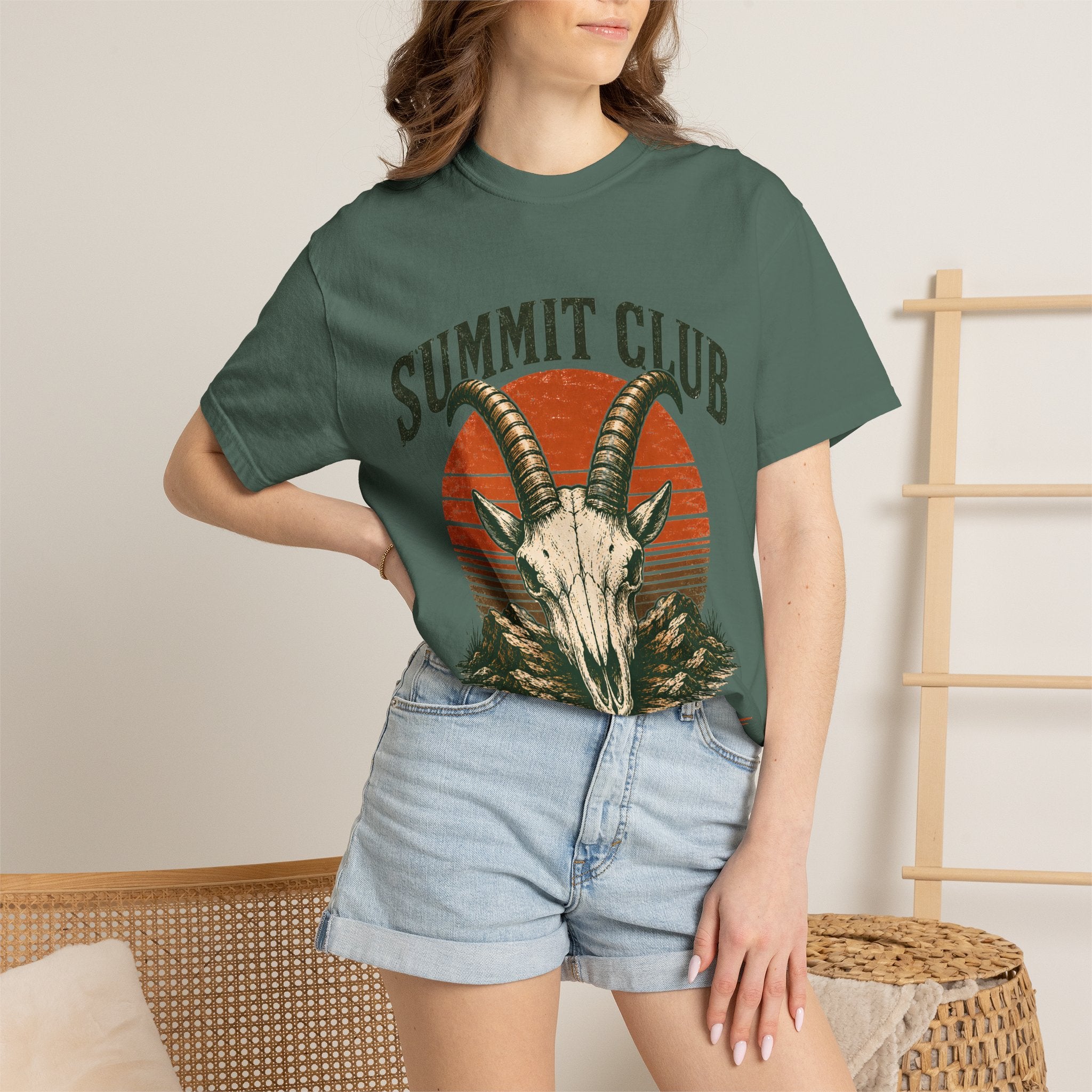 Summit Club Mountain Goat T-Shirt | Wild Trail Vintage Peak Bagger Tee|Comfort Colors® 1717