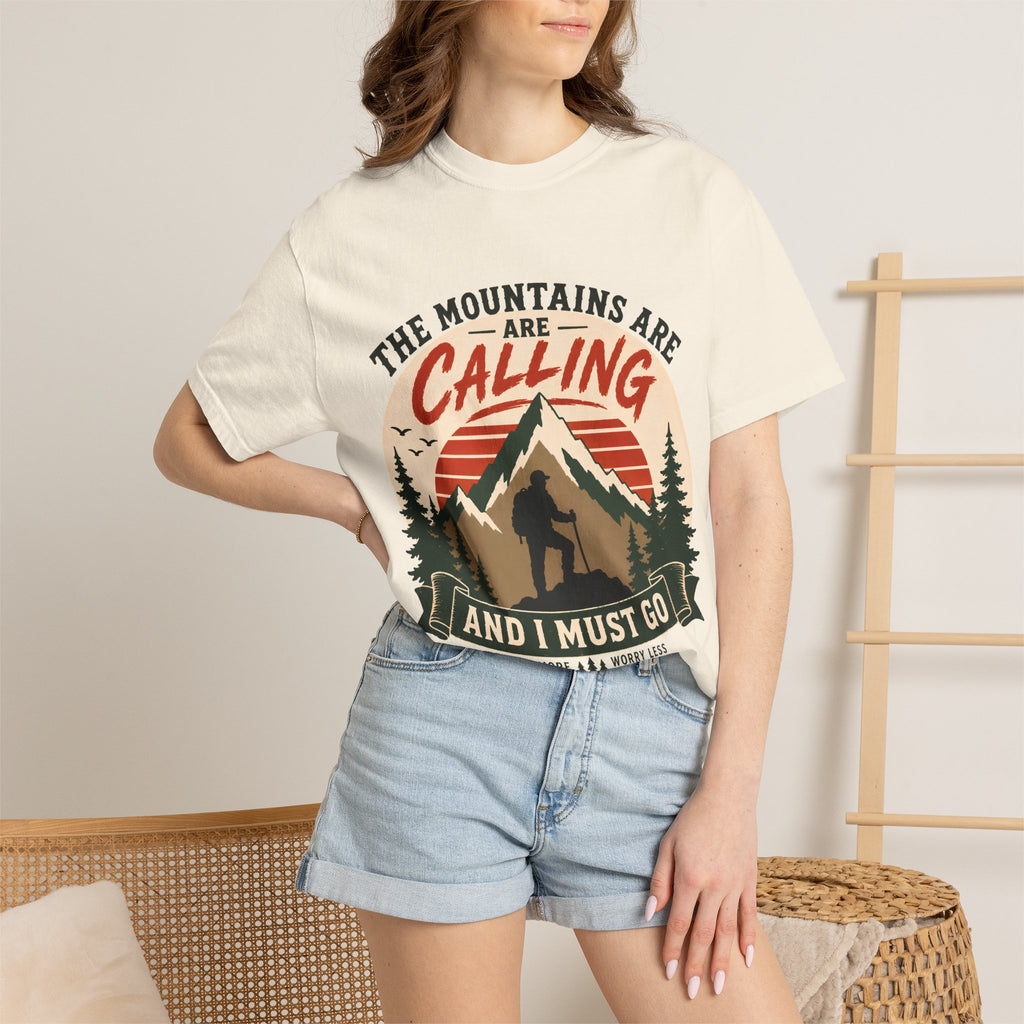 The Mountains Are Calling T-Shirt | Wild Trail Vintage Hiking Graphic Tee|Comfort Colors® 1717