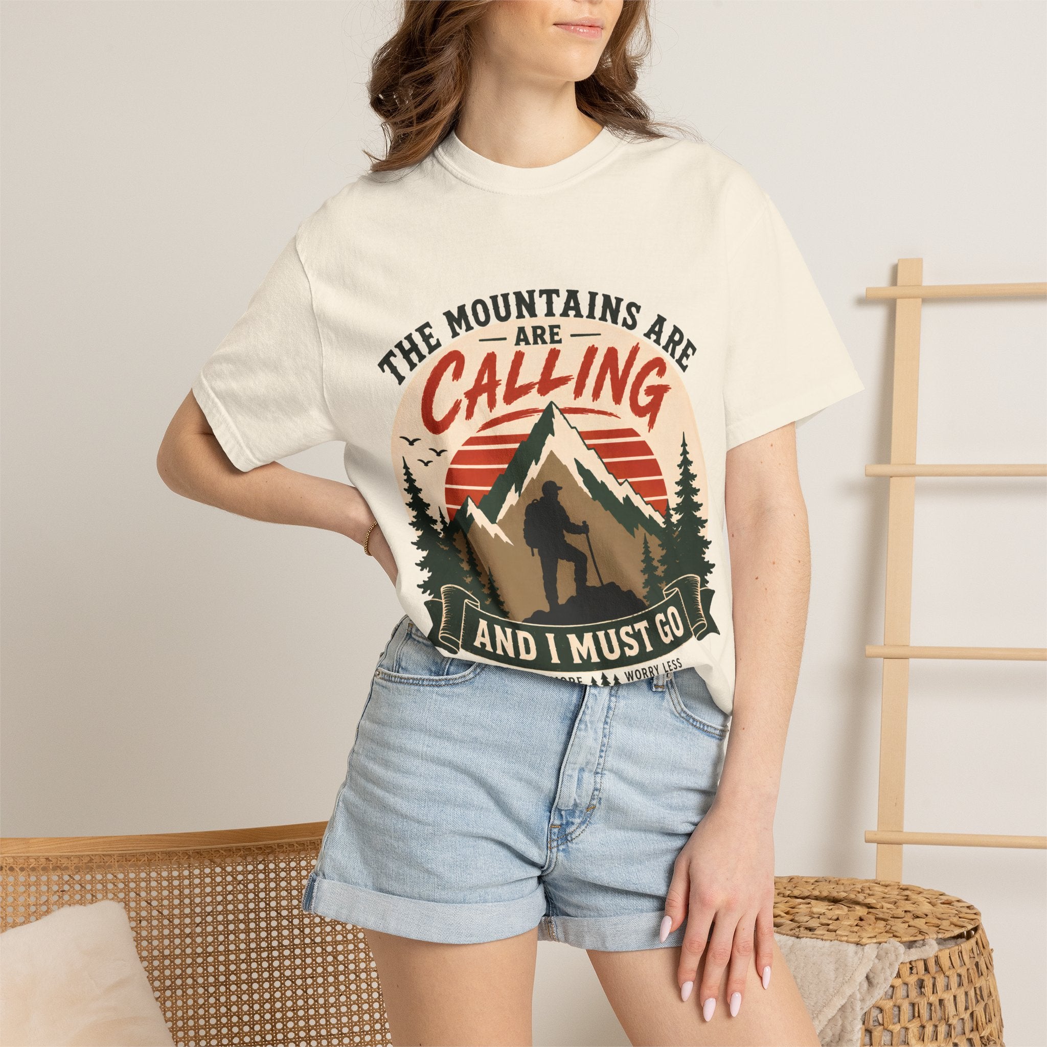 The Mountains Are Calling T-Shirt | Wild Trail Vintage Hiking Graphic Tee|Comfort Colors® 1717