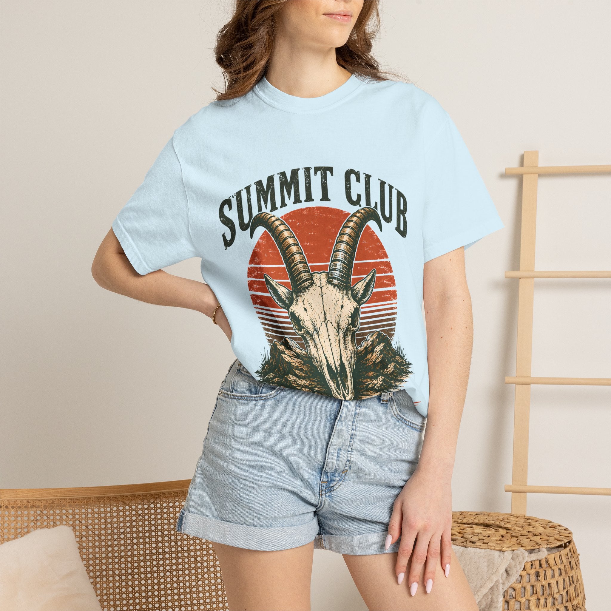 Summit Club Mountain Goat T-Shirt | Wild Trail Vintage Peak Bagger Tee|Comfort Colors® 1717
