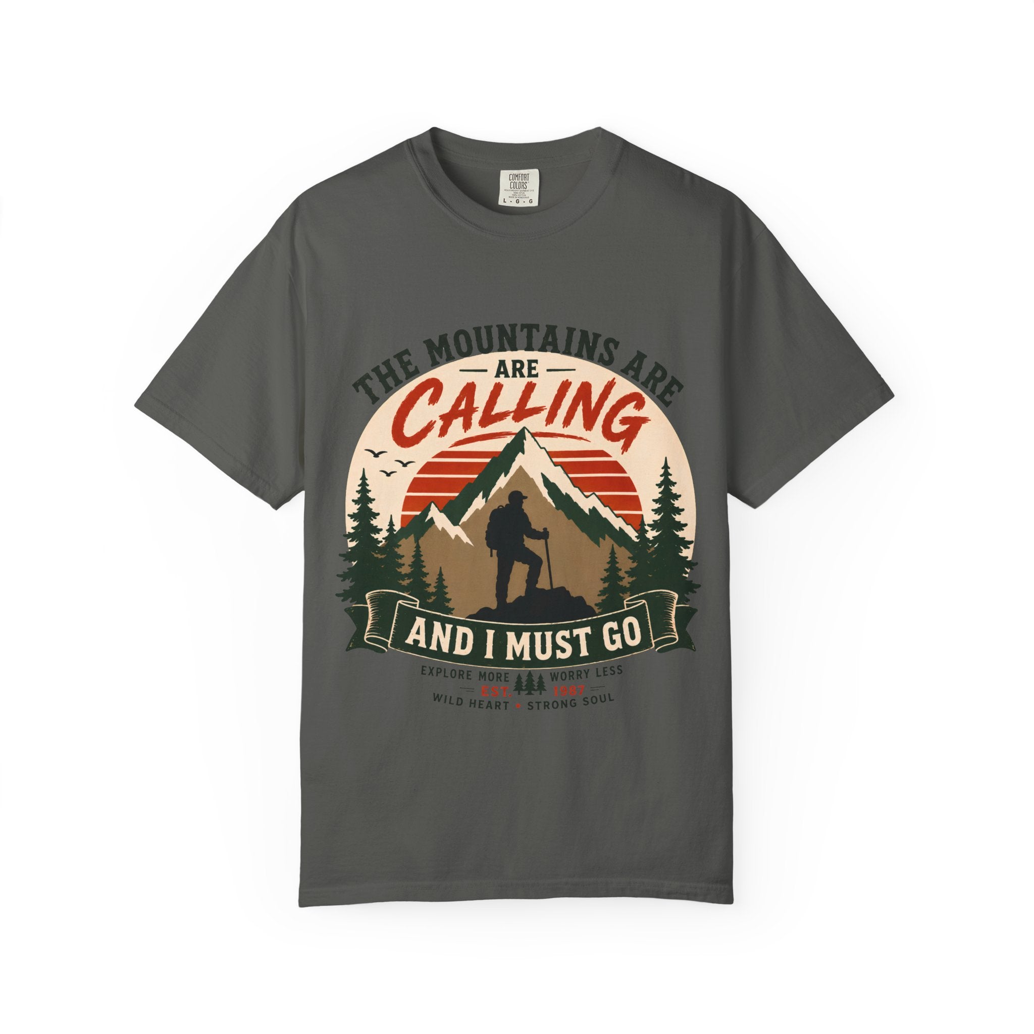 The Mountains Are Calling T-Shirt | Wild Trail Vintage Hiking Graphic Tee|Comfort Colors® 1717