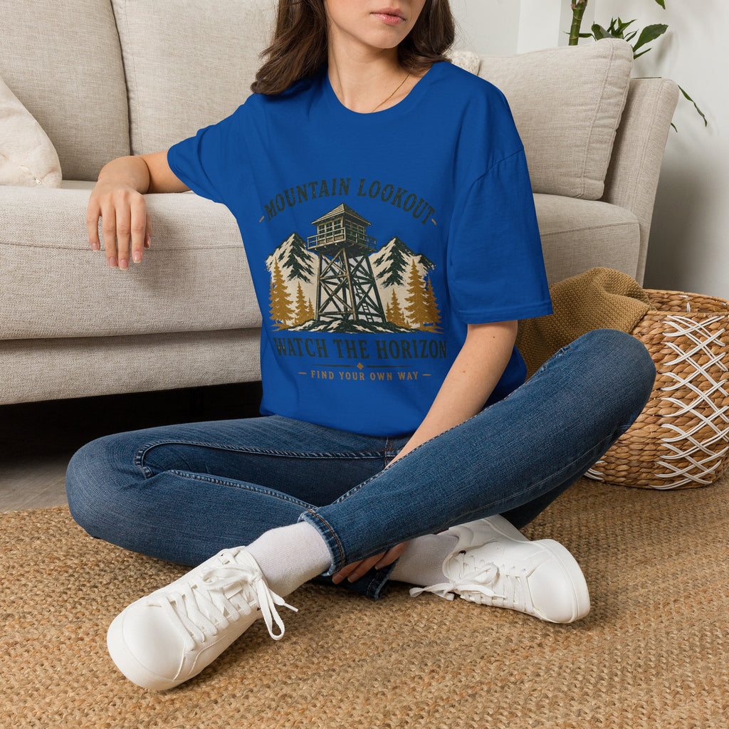 Mountain Lookout T‑Shirt — Watch the Horizon Forest Fire Tower Tee|Gildan® Softstyle 65000