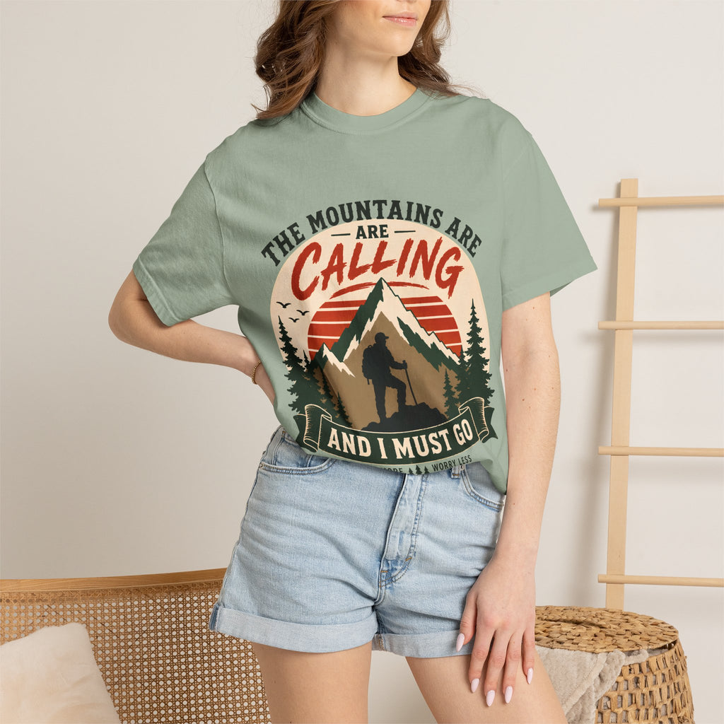 The Mountains Are Calling T-Shirt | Wild Trail Vintage Hiking Graphic Tee|Comfort Colors® 1717