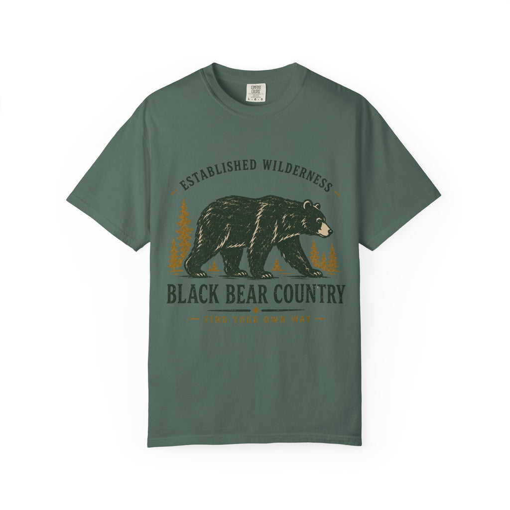 Black Bear Country T-Shirt — Vintage Wilderness Graphic Tee|Gildan® Softstyle 65000