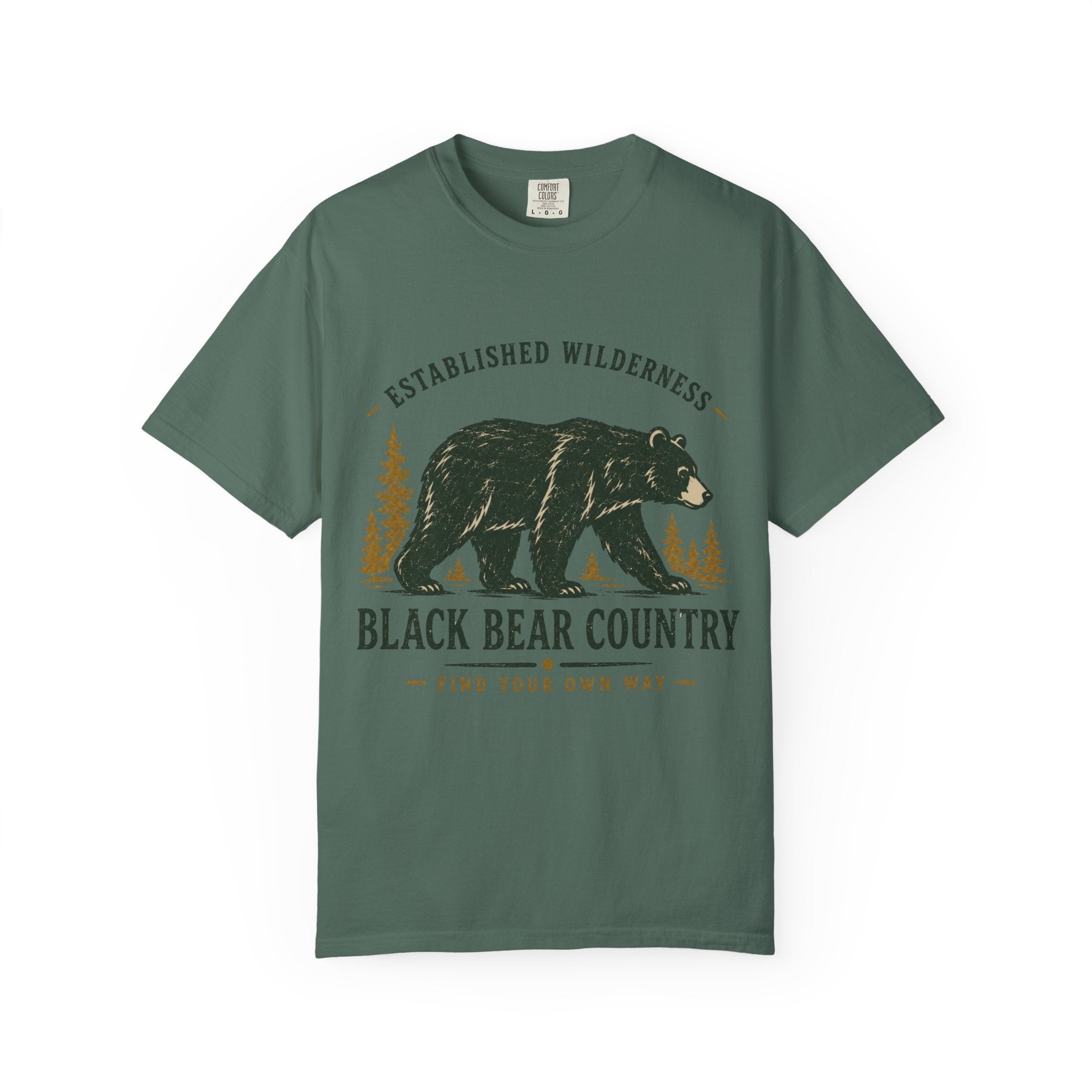 Black Bear Country T-Shirt — Vintage Wilderness Graphic Tee|Gildan® Softstyle 65000