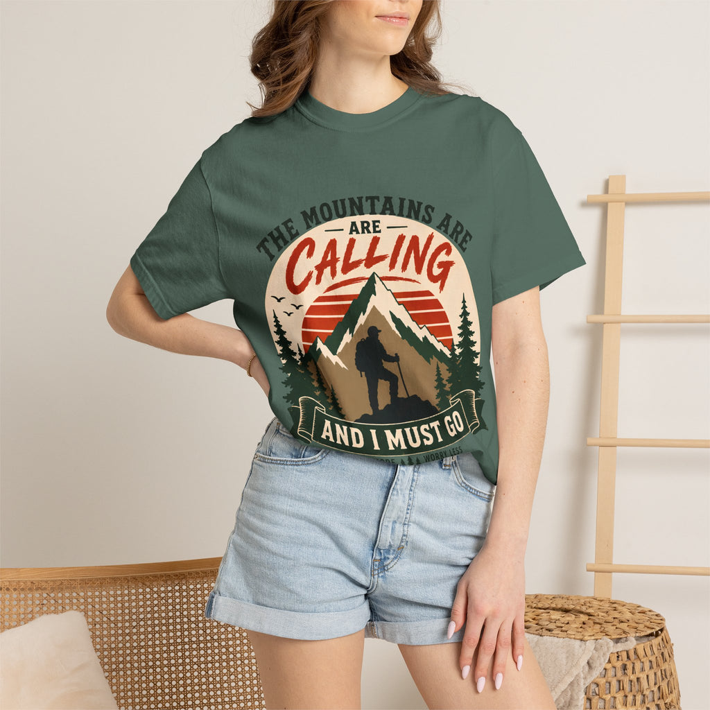 The Mountains Are Calling T-Shirt | Wild Trail Vintage Hiking Graphic Tee|Comfort Colors® 1717