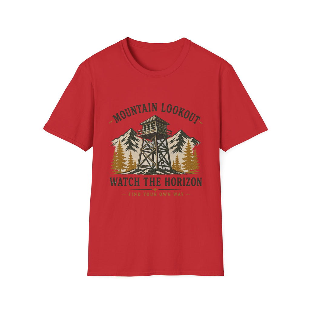 Mountain Lookout T‑Shirt — Watch the Horizon Forest Fire Tower Tee|Gildan® Softstyle 65000