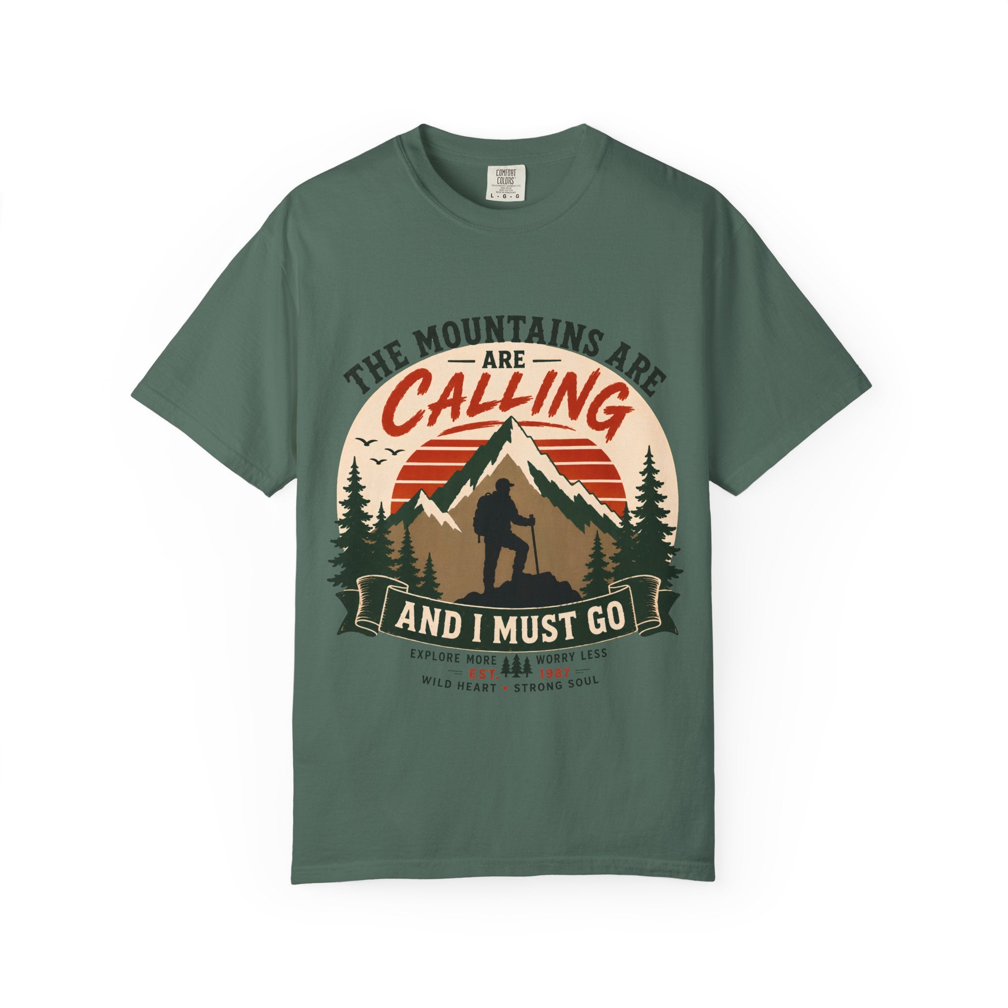 The Mountains Are Calling T-Shirt | Wild Trail Vintage Hiking Graphic Tee|Comfort Colors® 1717