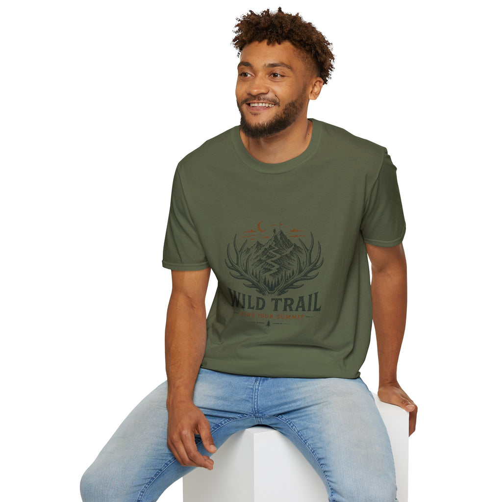 Wild Trail T-Shirt – Mountain Adventure Graphic Tee|Gildan® Softstyle 65000