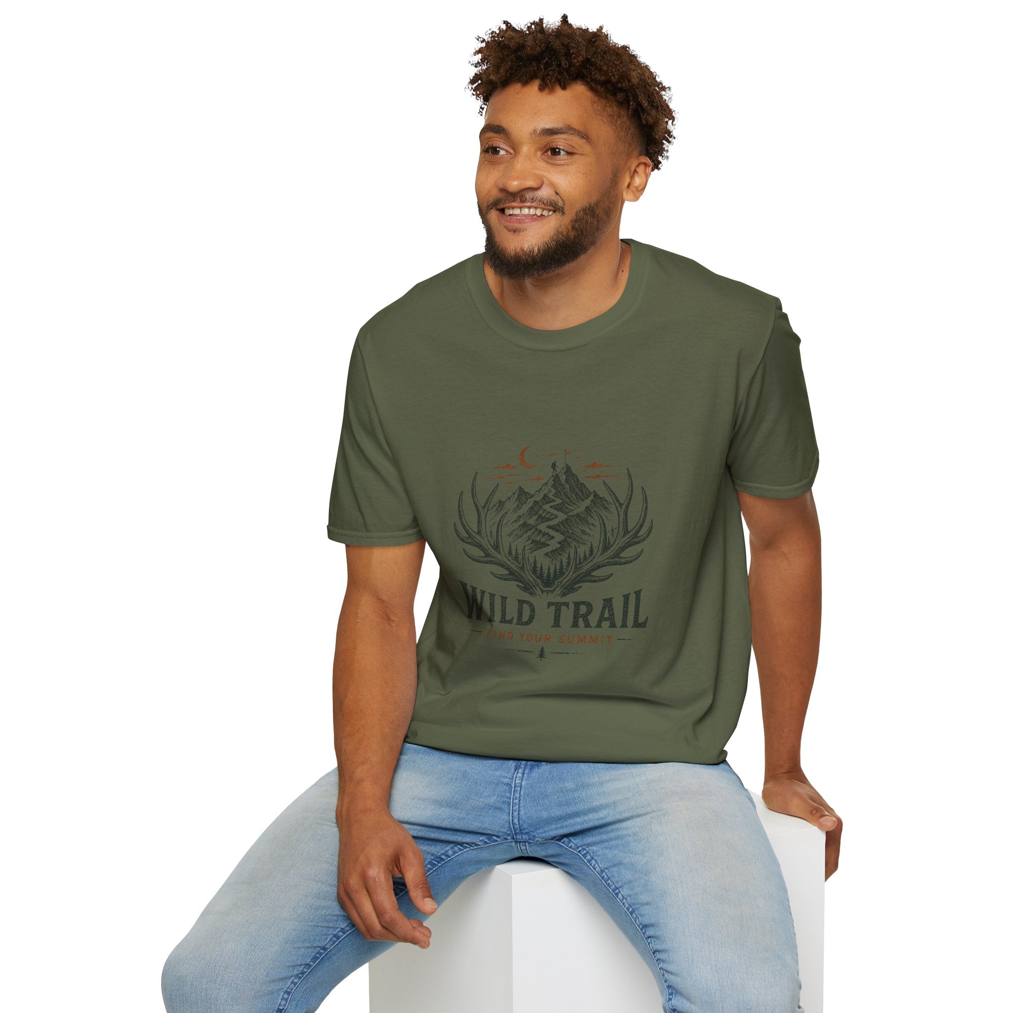 Wild Trail T-Shirt – Mountain Adventure Graphic Tee|Gildan® Softstyle 65000