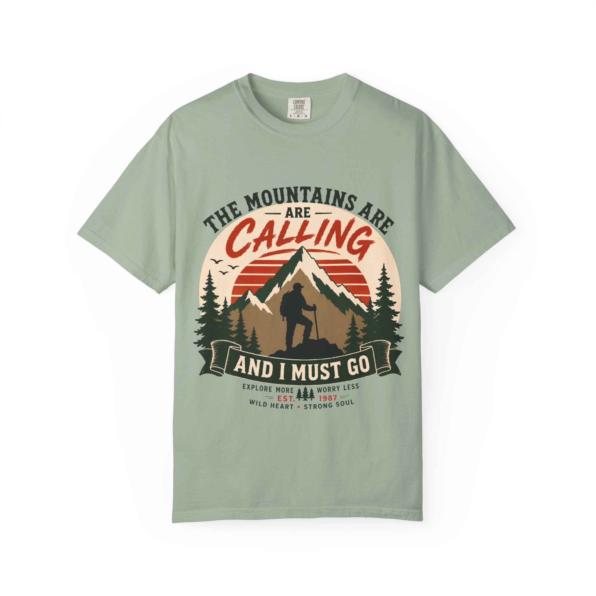 The Mountains Are Calling T-Shirt | Wild Trail Vintage Hiking Graphic Tee|Comfort Colors® 1717