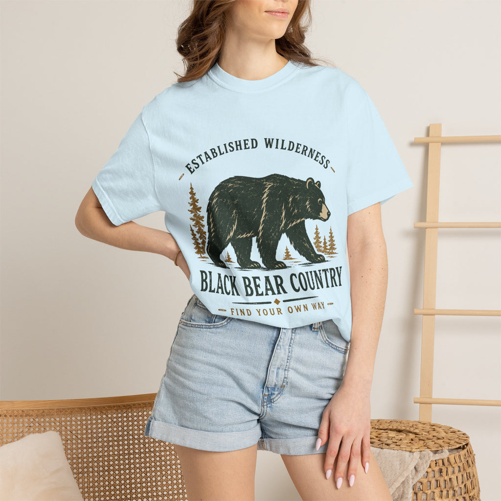 Black Bear Country T-Shirt — Vintage Wilderness Graphic Tee|Gildan® Softstyle 65000
