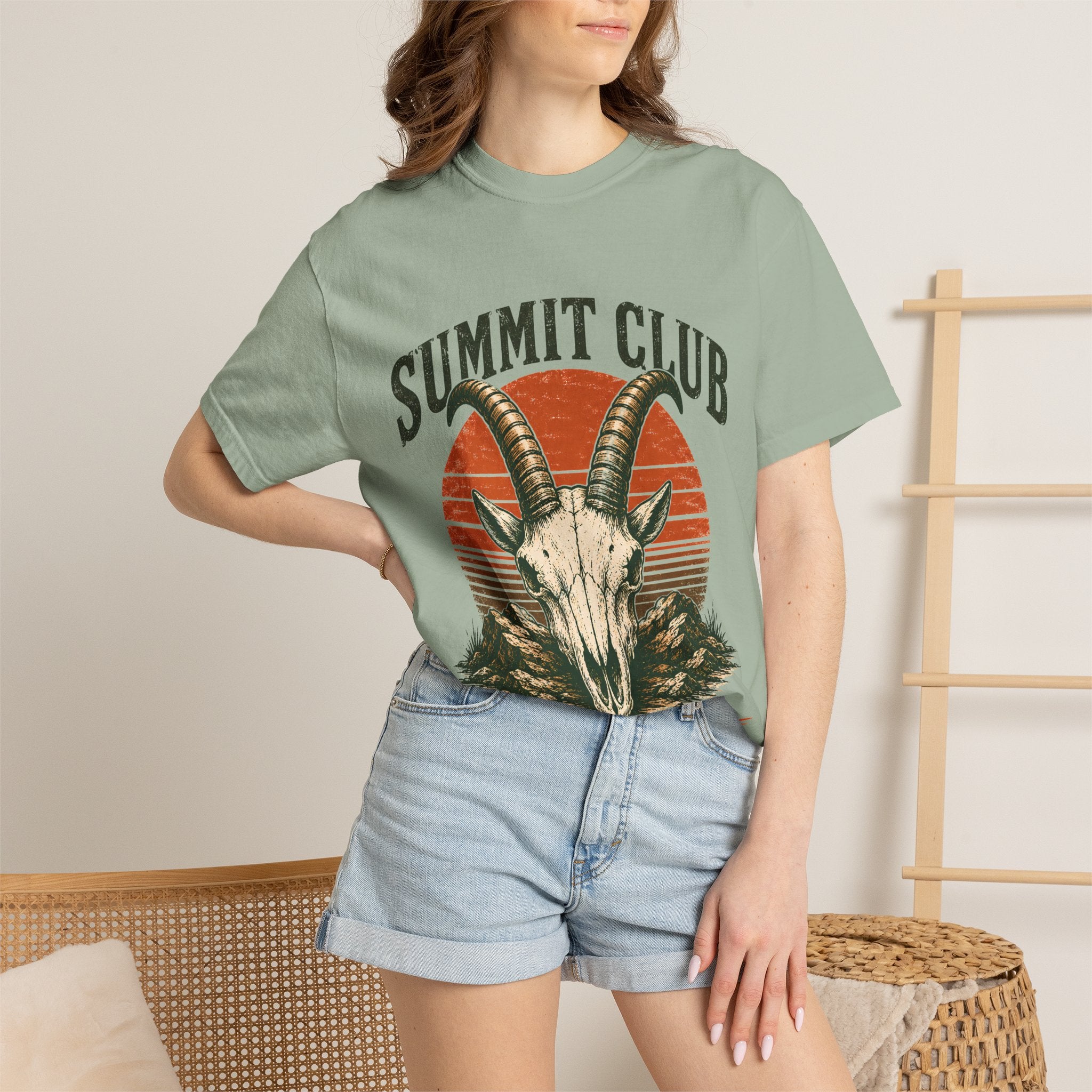Summit Club Mountain Goat T-Shirt | Wild Trail Vintage Peak Bagger Tee|Comfort Colors® 1717