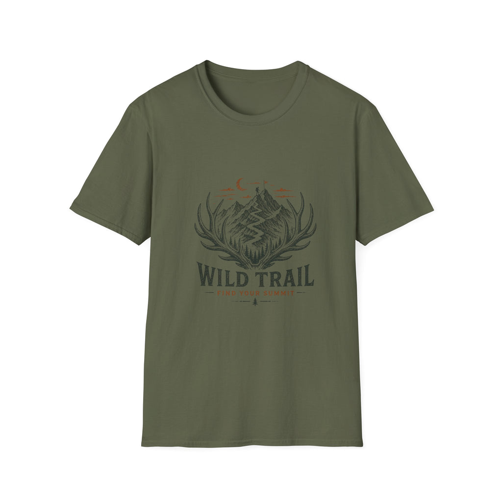 Wild Trail T-Shirt – Mountain Adventure Graphic Tee|Gildan® Softstyle 65000