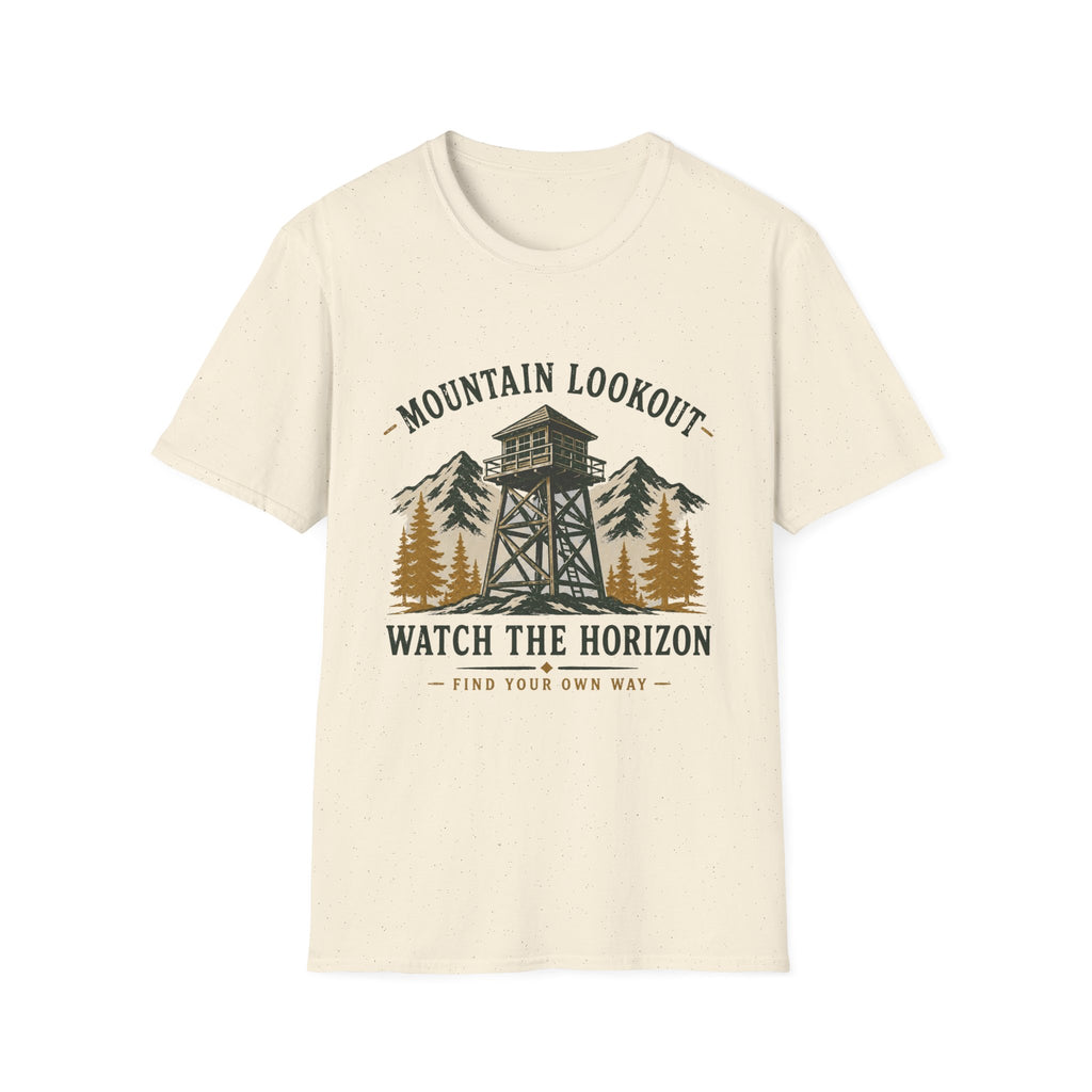 Mountain Lookout T‑Shirt — Watch the Horizon Forest Fire Tower Tee|Gildan® Softstyle 65000